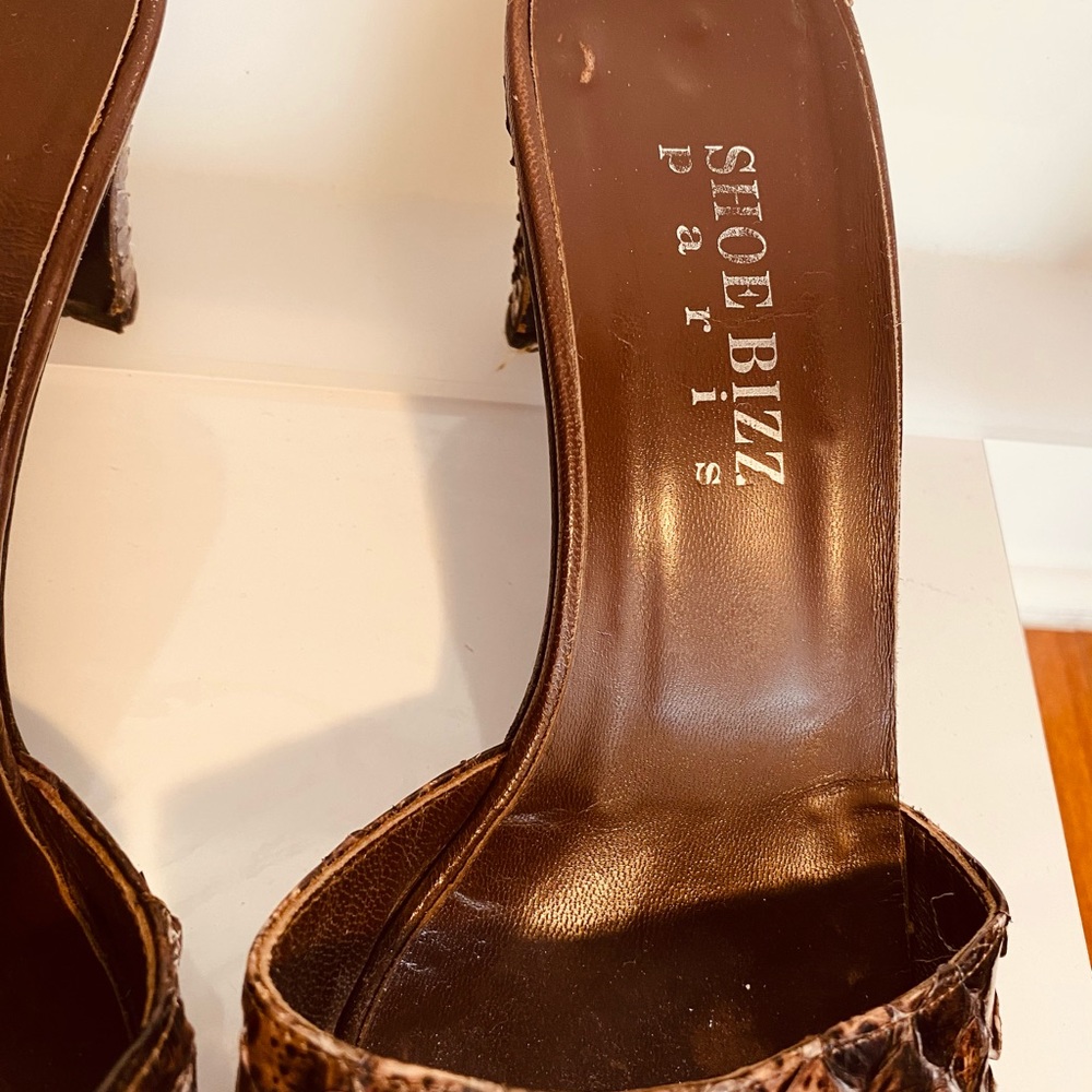 Shoe Bizz Python Brown, Multi Shades Of Tan, Mule… - image 6